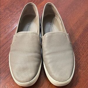 Vince Perforated Slip-On Shoes in Taupe